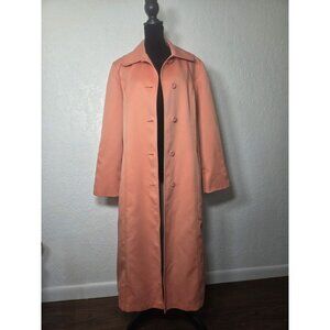 Vintage London Fog Maincoats Peach Orange Trench Coat Fall Preppy Size 14 Reg